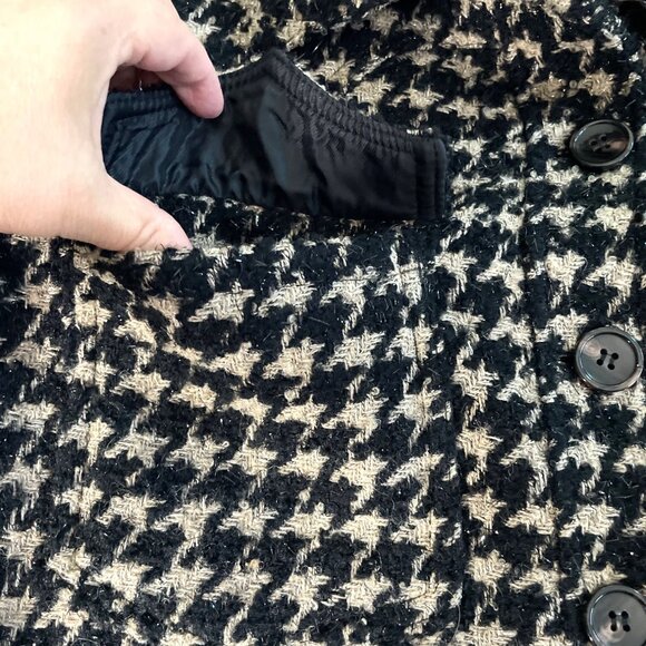Avec Les Filles Lea Houndstooth Size L Cropped Tweed Wool Blazer Jacket Metallic - Picture 6 of 9